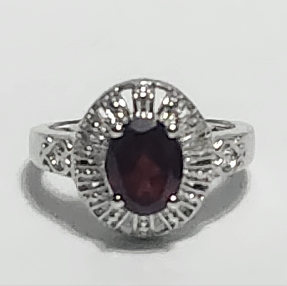 2.00 ct Garnet Sterling Silver Filigree Ring size 7 - Picture 11 of 11